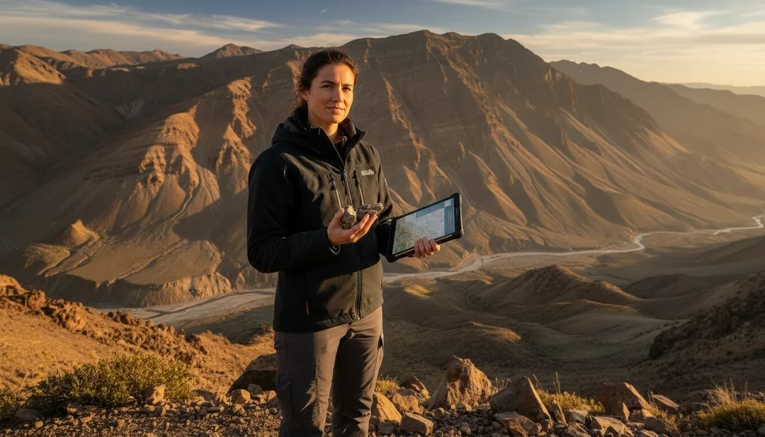 Geological consulting specialist working on a gold exploration site